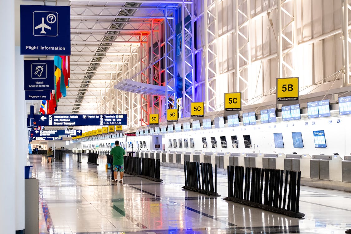 Check-in counters at an unidentified airport